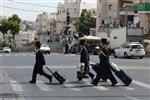 Yeshiva students by way of public transportation in Jerusalem