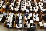 Mir Yeshiva students studying in Jerusalem