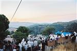 Light and dancing around Lag Ba&#39;Omer bonfire in the grave of Rabbi Shimon Bar Yochai in Meron in the Galilee