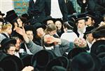 Light and dancing around Lag Ba&#39;Omer bonfire in the grave of Rabbi Shimon Bar Yochai in Meron in the Galilee