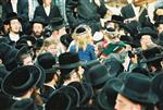 Light and dancing around Lag Ba&#39;Omer bonfire in the grave of Rabbi Shimon Bar Yochai in Meron in the Galilee