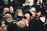 Light and dancing around Lag Ba&#39;Omer bonfire in the grave of Rabbi Shimon Bar Yochai in Meron in the Galilee