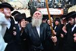 Light and dancing around Lag Ba&#39;Omer bonfire in the grave of Rabbi Shimon Bar Yochai in Meron in the Galilee