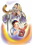 Man blowing shofar