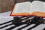 Prayer shawl and tefillin for morning prayers