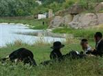 The Rebbe and Chassidim do Tashlich for the Day of Atonement