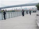 The Rebbe and Chassidim do Tashlich for the Day of Atonement