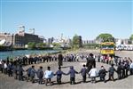 The Rebbe and Chassidim do Tashlich for the Day of Atonement