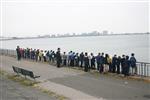 The Rebbe and Chassidim do Tashlich for the Day of Atonement