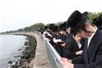הרבי והחסידים מקיימים את מנהג תשליך לקראת יום הכיפורים